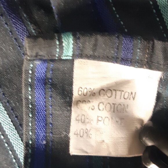 Sergio Louis Italy SZ M Black, Indigo & Teal Striped Men's Button Up Shirt - Picture 7 of 14